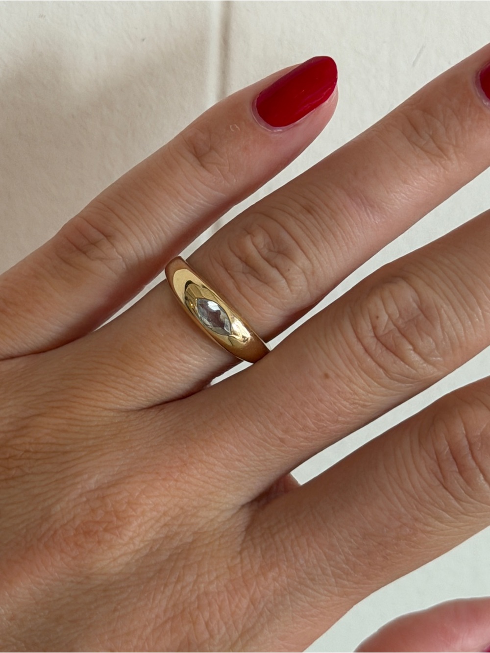 Gold White Topaz Dome Ring